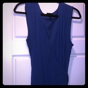 Blue Ruched Knee length dress